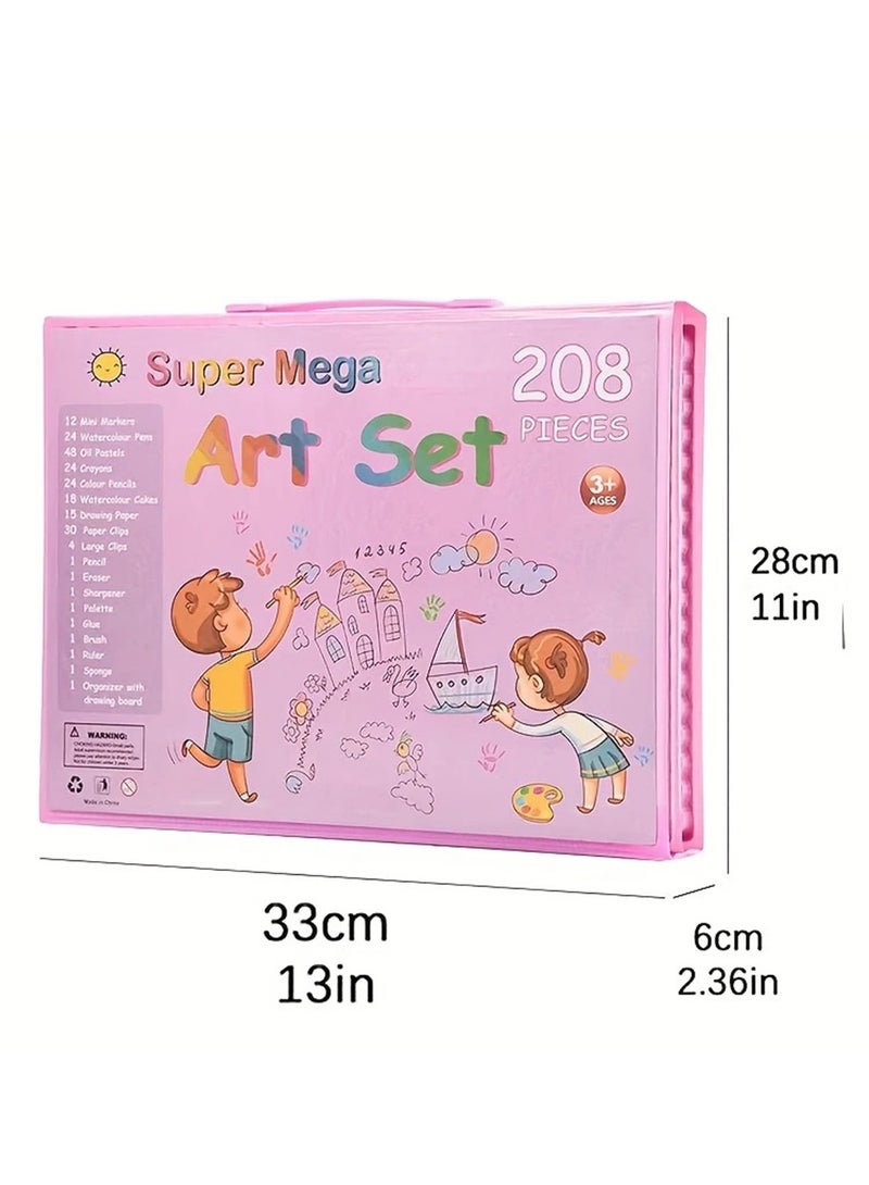 Hihonor Art Supplies, 208 Pack Art Set Drawing Kit for Girls Boys Teens Artist, Deluxe Gift Art Box with Trifold Easel, Origami Paper, Coloring Book, Drawing Pad, Pastels, Crayons, Pencils, Watercolors(Blue) - Image 4
