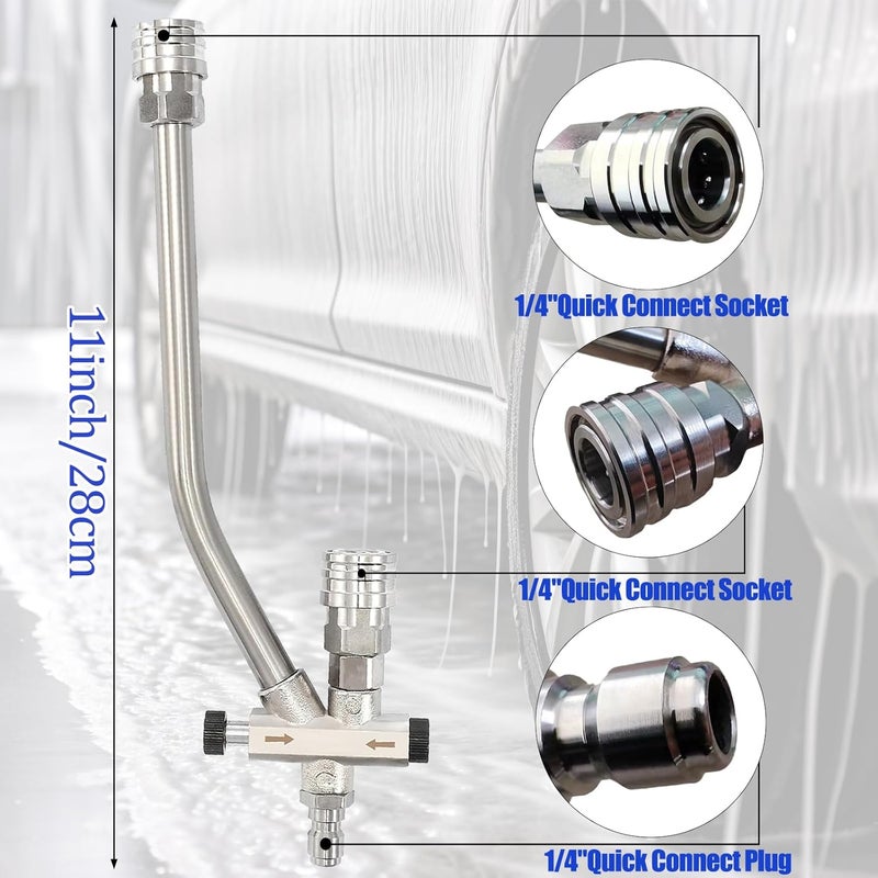 soleim Dual-Connector Foam Cannon Accessory, 1/4" Quick Connect Pressure Washer Double Tip Attachment for Pressure Washer Extension Wand Accessory, with 5 Pressure Washer Sprayer Nozzles - Image 2