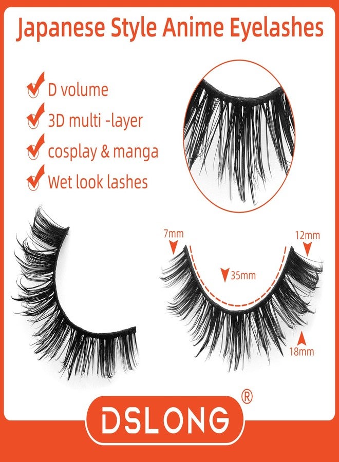 DSLONG 10 Pairs Wet Look Manga Lashes 3D Multi layered Spiky Lashes D Curl Long Eyelashes Strips Fluffy Faux Mink Lashes Extension For Japanese Anime Cosplay Makeup (SA02) - Image 2