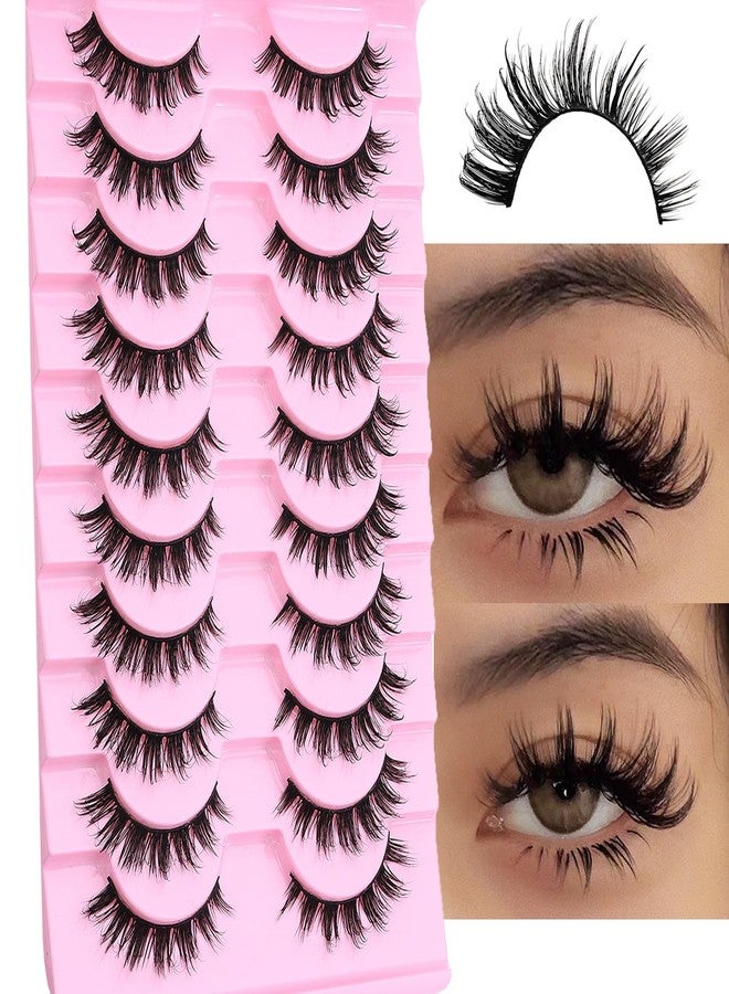 DSLONG 10 Pairs Wet Look Manga Lashes 3D Multi layered Spiky Lashes D Curl Long Eyelashes Strips Fluffy Faux Mink Lashes Extension For Japanese Anime Cosplay Makeup (SA02) - Image 1