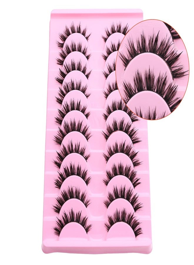 DSLONG 10 Pairs Wet Look Manga Lashes 3D Multi layered Spiky Lashes D Curl Long Eyelashes Strips Fluffy Faux Mink Lashes Extension For Japanese Anime Cosplay Makeup (SA02) - Image 4