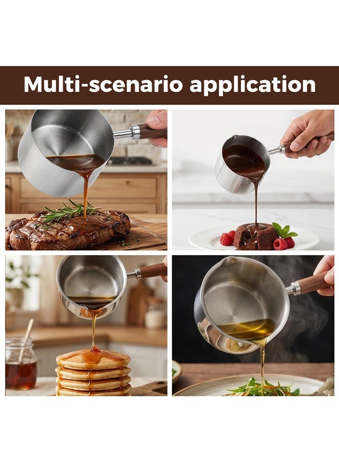 Mini Saucepan 200ml, 304 Stainless Steel Milk Pan Small Coffee Pan Mini Sauce Pans with Small Pouring Lips Butter Warmer Cooking Pot for Coffee Chocolate - Image 5