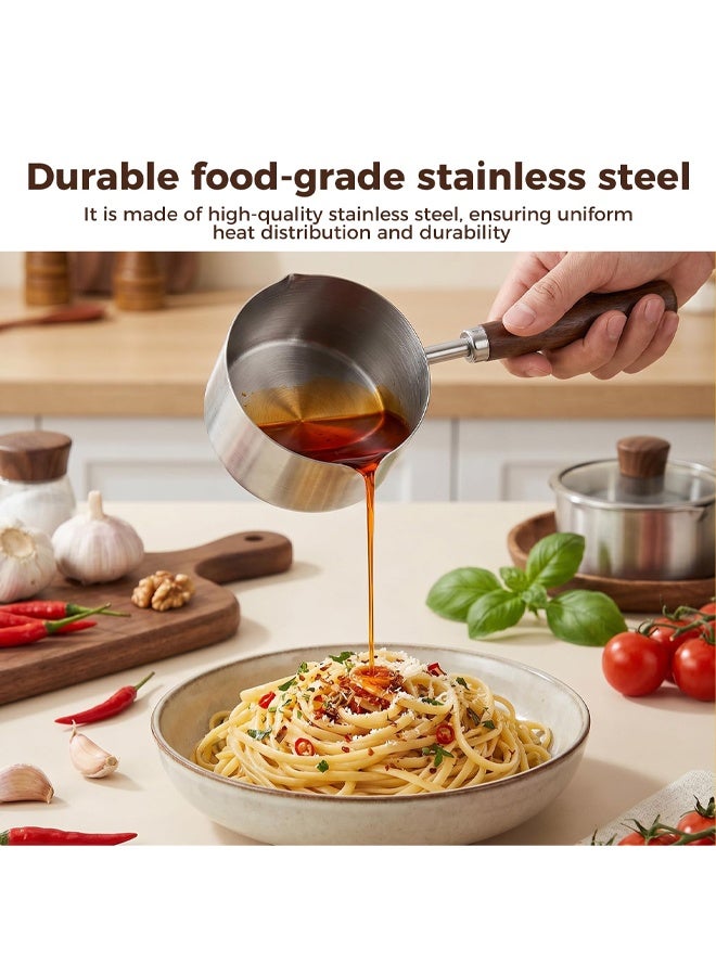 Mini Saucepan 200ml, 304 Stainless Steel Milk Pan Small Coffee Pan Mini Sauce Pans with Small Pouring Lips Butter Warmer Cooking Pot for Coffee Chocolate - Image 2