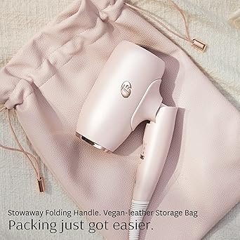 T3 مجفف شعر T3 أفار خفيف الوزن بحجم السفر مع مقبض قابل للطي بجهد مزدوج تلقائي وحقيبة تخزين تجفيف سريع خفيف الوزن ومريح مع تقنيات لتقليل التجاعيد مع خيارات متعددة للحرارة والسرعة - Image 2