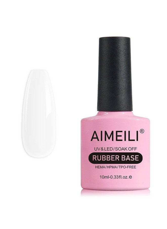 AIMEILI Clear Rubber Base Gel For Nails, Soak Off U V LED Hema Free Clear Sheer Gel Nail Polish, 4 in 1 Nail Strengthen/Enhance/Base Coat/Color Gel Polish 10ml - Image 1
