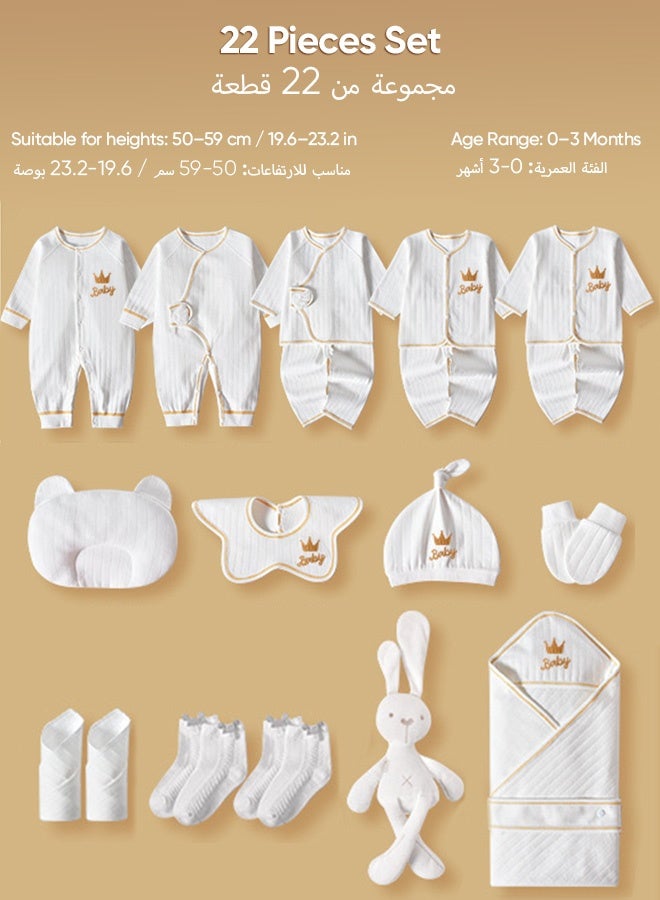 Sunbath 22PCS Newborn Baby Gifts Set, Newborn Layette Gift Set for Boys and Girls, Baby Clothes Set Essentials with Soothing Doll, 100% Premium Cotton , Perfect Gift Box for Spring Summer Autumn Winter - Image 2