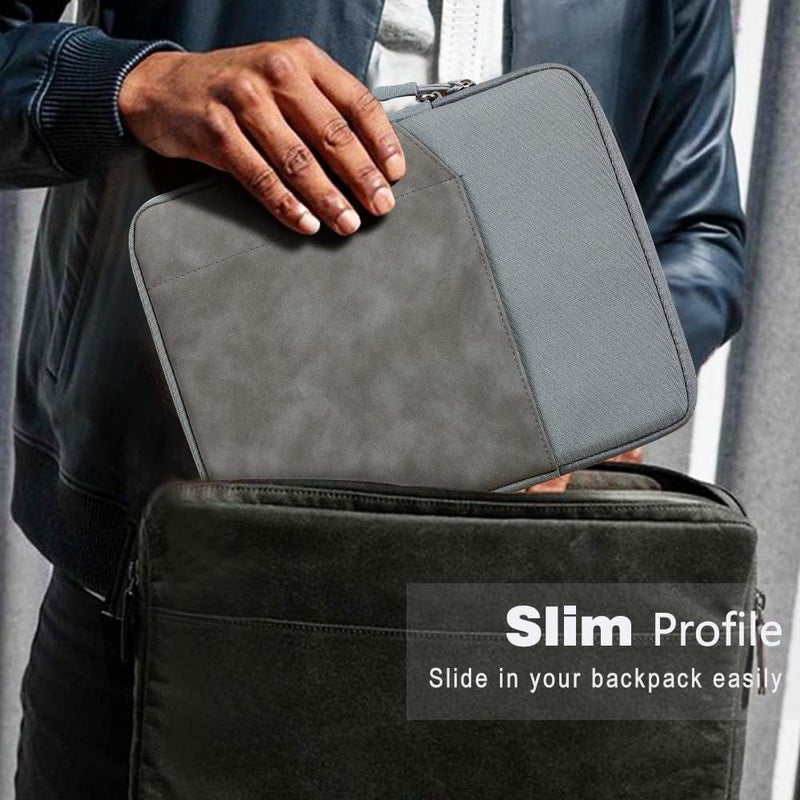 Moca حافظة كمبيوتر لوحي مقاس 13 بوصة لجهاز iPad Pro 12.9، Surface Pro 9/8/X، Galaxy Tab S9 Plus/S8 Plus، مع جيب ملحقات (رمادي داكن، 13 بوصة) - Image 5