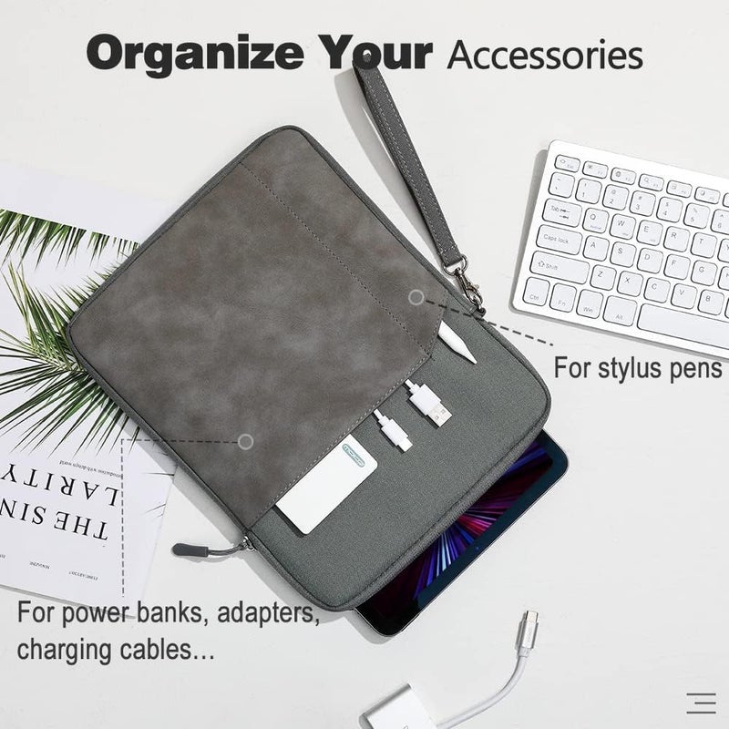 Moca حافظة كمبيوتر لوحي مقاس 13 بوصة لجهاز iPad Pro 12.9، Surface Pro 9/8/X، Galaxy Tab S9 Plus/S8 Plus، مع جيب ملحقات (رمادي داكن، 13 بوصة) - Image 2