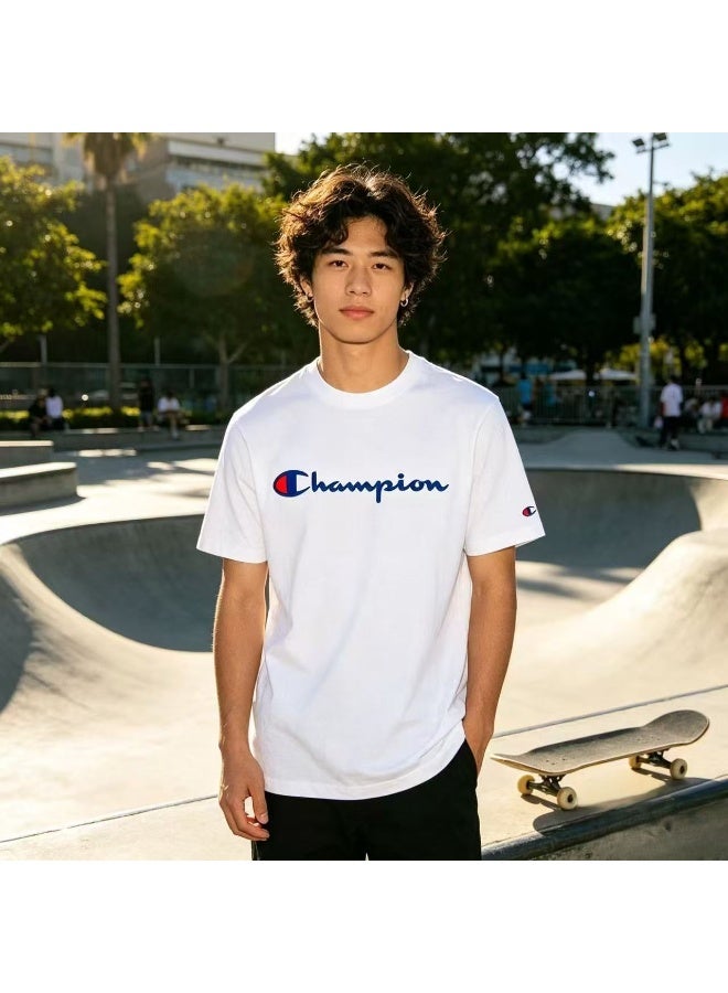 Champion تشامبيون كلاسيك سكريبت مطرز قميص تي شيرت أبيض مقاس S - Image 1