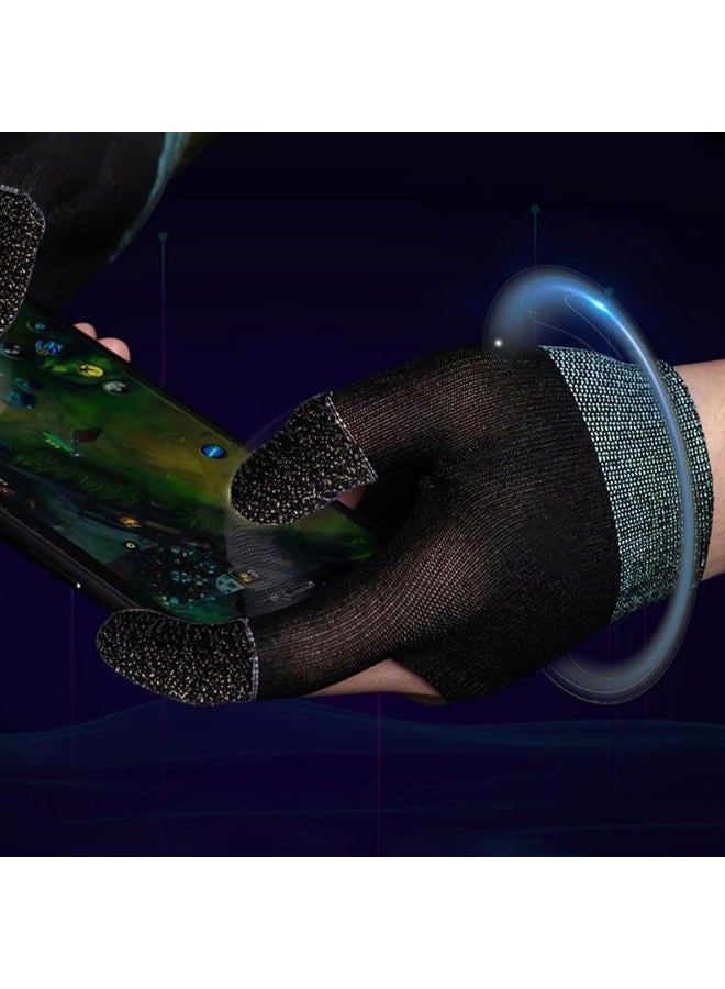 QPOIBSD Mobile Game Gloves, Ultra-Thin Mobile Gaming Gloves，Anti-Sweat Mobile Finger Sleeve Breathable for High-Ranking Players Mobile Game Streamer (Black) - Image 2