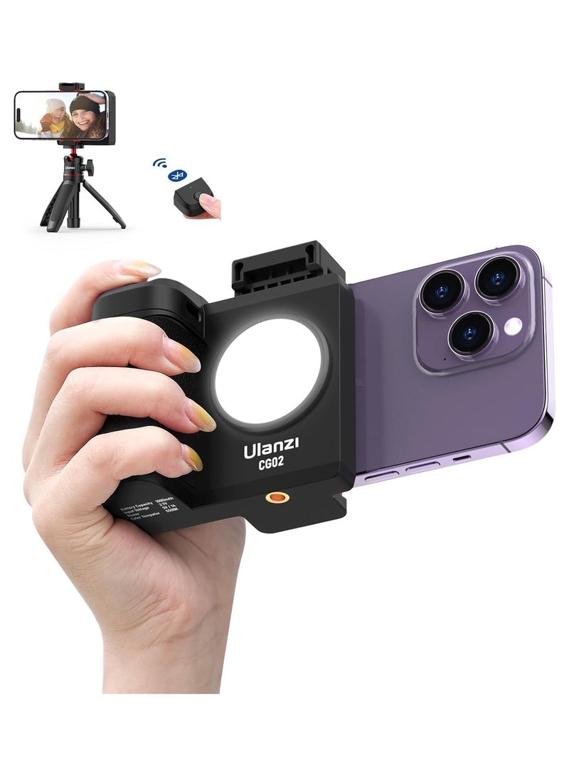 يولانزي مقبض التصوير الذكي المطوّر ULANZI CG02 مع وحدة تحكم بلوتوث قابلة للفصل – قبضة مريحة للهاتف الذكي للتصوير والسفر والفيديوهات اليومية - Image 1