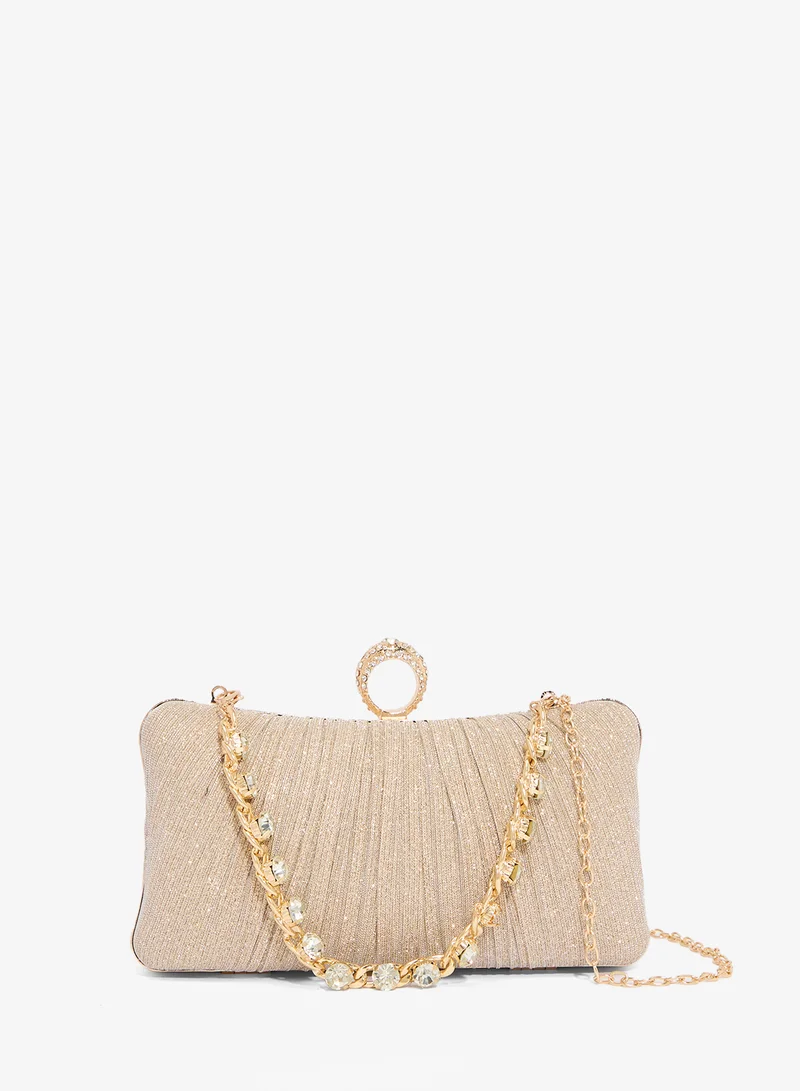Gold Detailed Diamonte Embellished Bag