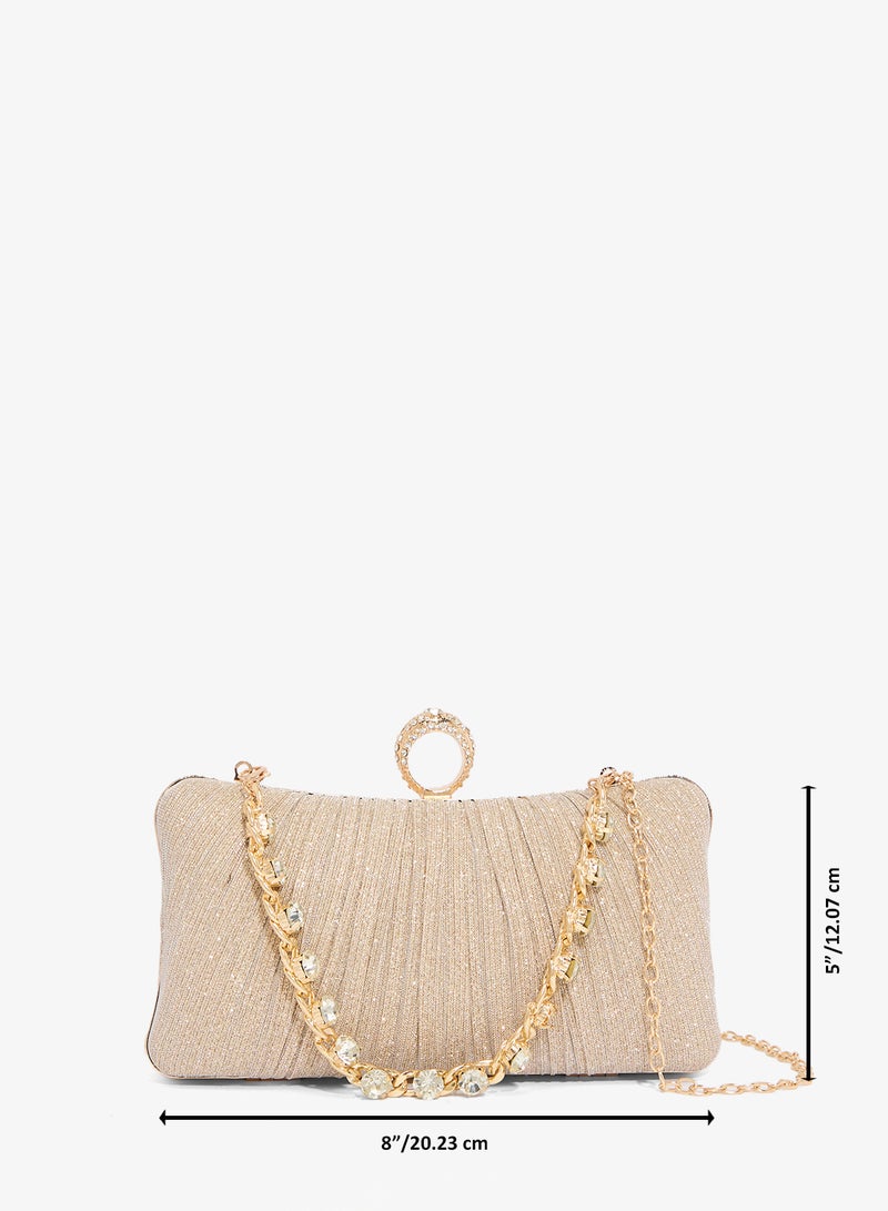 خزانة حقيبة مزينة بالماس الذهبي المفصل - Image 5