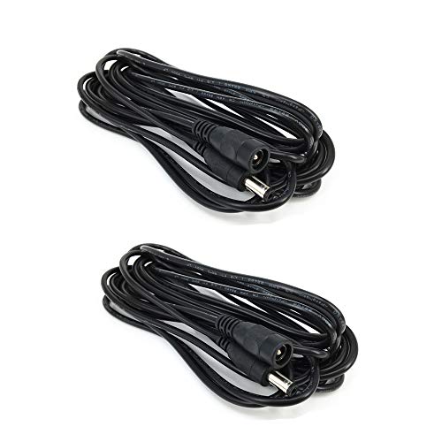 HUALAND 2 Pack 5m Black DC Extension Cable with Male to Female 5.5mm x 2.5mm Connectors, 12V 5.5mm x 2.5mm Barrel Plug - Image 1