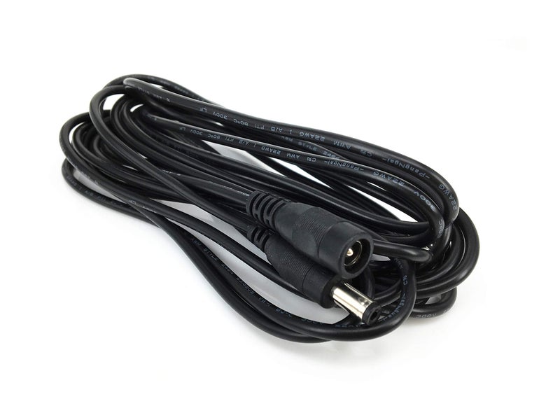 HUALAND 2 Pack 5m Black DC Extension Cable with Male to Female 5.5mm x 2.5mm Connectors, 12V 5.5mm x 2.5mm Barrel Plug - Image 3