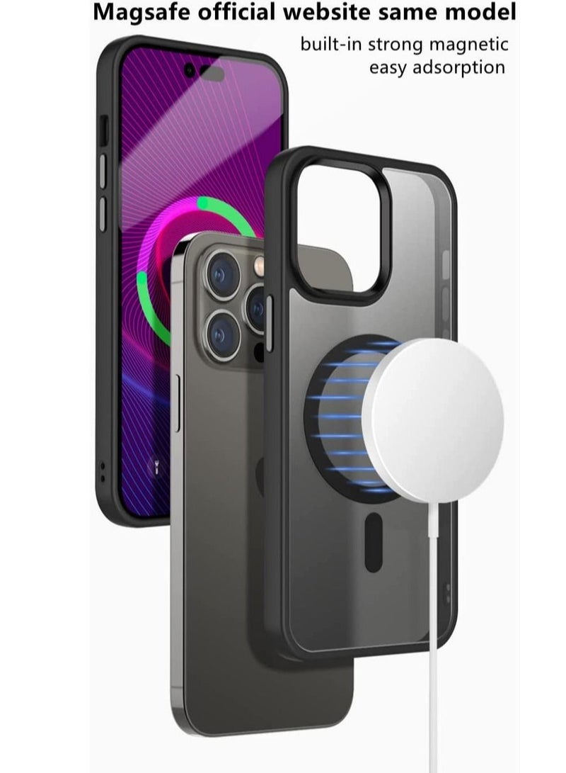 MUNTAQI Case for iPhone 14 Pro Case [MIL-Grade Drop Tested & Compatible with MagSafe] Translucent Matte Back with Metal Keys, Anti-Fingerprint Anti-Scratch 6.1 Inch (Black) - Image 4