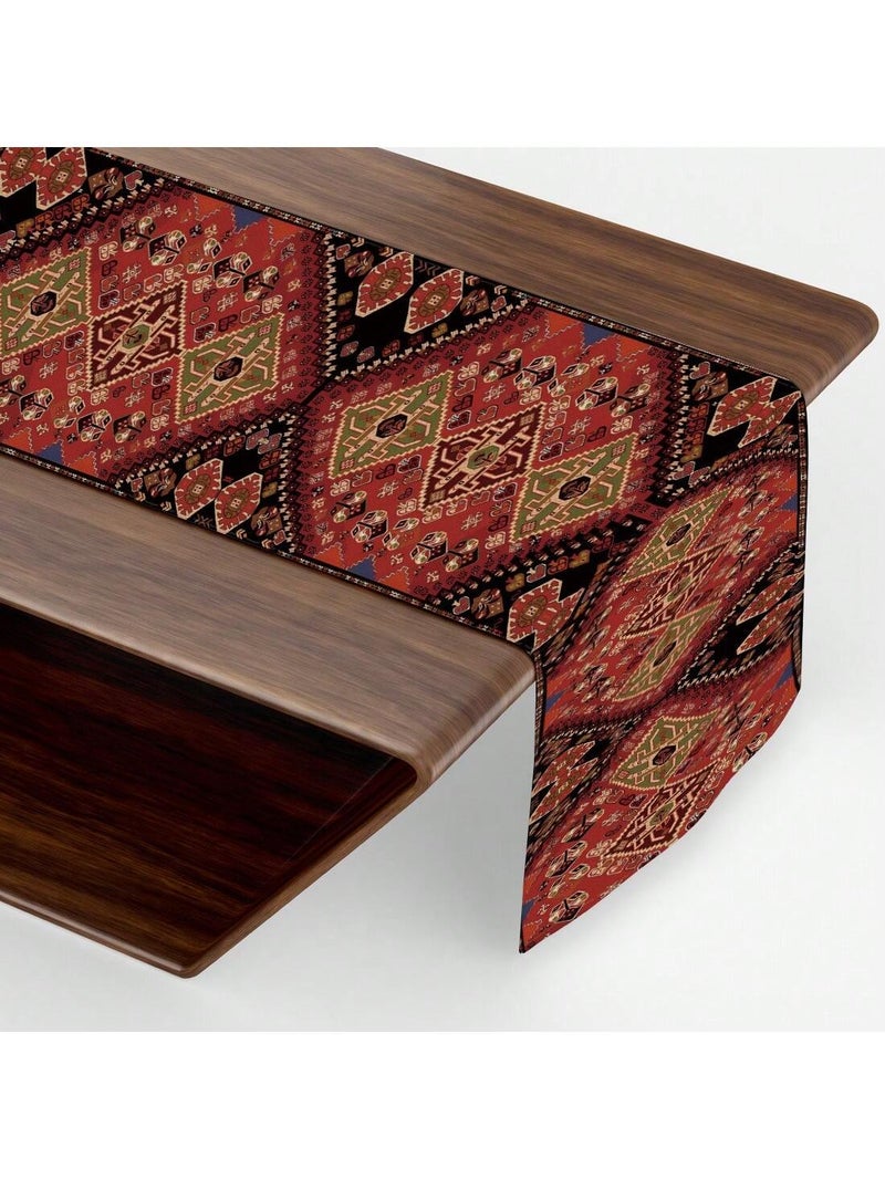 زينه رمضان مفرش طاولة تراثي بنقشة شرقية أنيقة لتزيين الطاولات والمداخل مقاس 33×91 سم - زينه رمضان للمنازل و الحفلات - Image 3