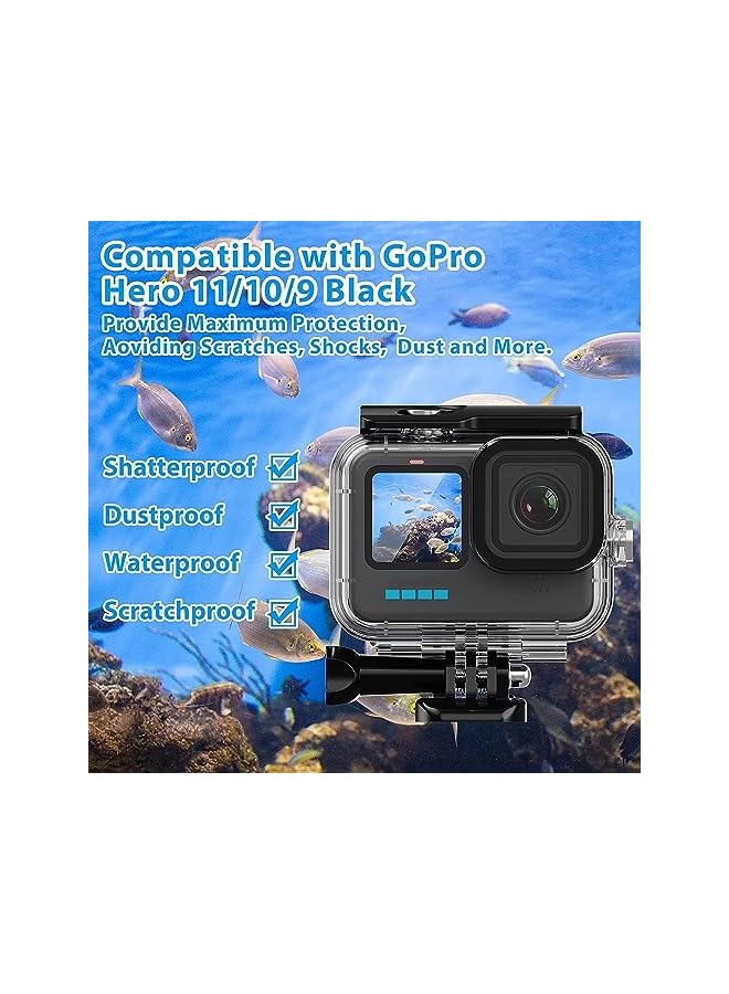 PROMASS حافظة حماية ضد الماء لكاميرا GoPro Hero 11/10/9، حافظة واقية للغوص لكاميرا GoPro Action مع حامل وبرغي إبهام - Image 4