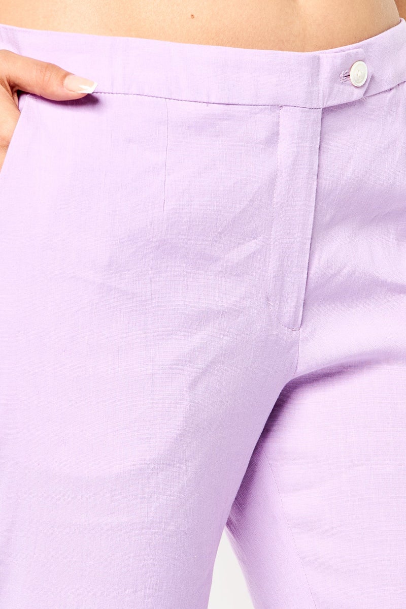 GANT Women Regular Fit Solid Tapered Pants, Purple - Image 3