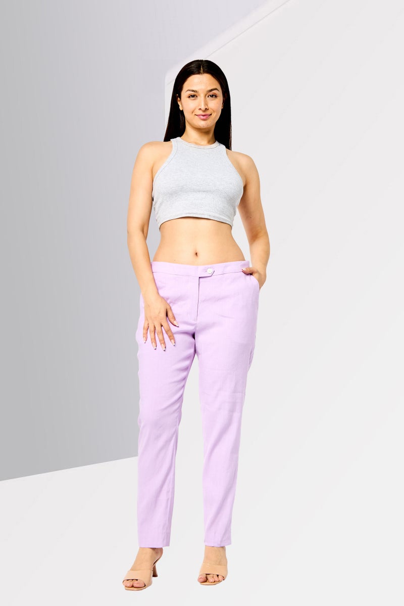 GANT Women Regular Fit Solid Tapered Pants, Purple - Image 2