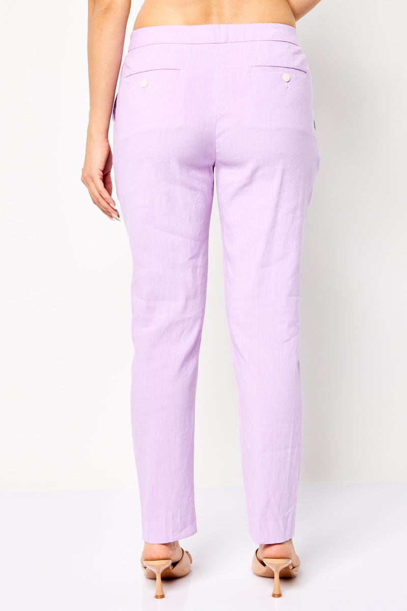 GANT Women Regular Fit Solid Tapered Pants, Purple - Image 4