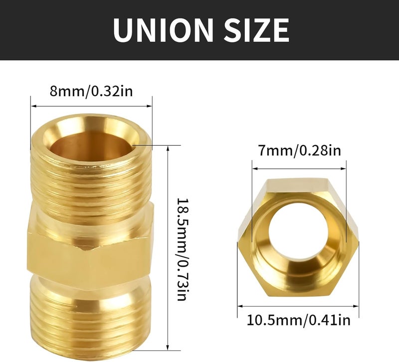 MuHize High Pressure Compression Fitting Kit - 3/16 Inch Tube Union, Brass Compression Connectors for Hydraulic Lines, Pneumatic Systems, Trucks & Trailers (8 Pack) - Image 2