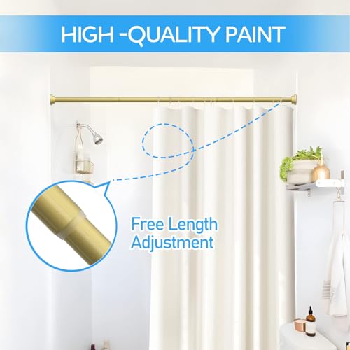 ZipGlo Gold Tension Rod 28-48 Inch 1 Pack Fit 31-48 Inch Area, 7/8 Inch Diameter Spring Loaded Curtain Rods No Drilling Adjustable, Tension Curtain Rod for Windows Doorway Kitchen Closet Bedroom - Image 5
