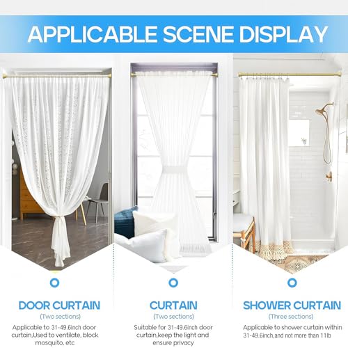ZipGlo Gold Tension Rod 28-48 Inch 1 Pack Fit 31-48 Inch Area, 7/8 Inch Diameter Spring Loaded Curtain Rods No Drilling Adjustable, Tension Curtain Rod for Windows Doorway Kitchen Closet Bedroom - Image 3