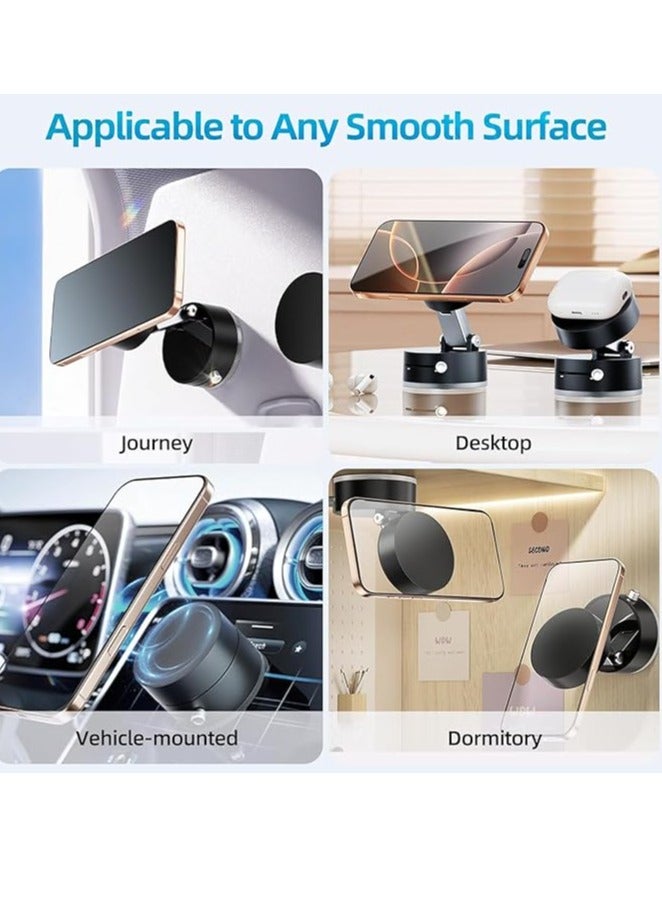 360° Rotatable Car Phone Holder, Adjustable Double Sided Magnetic Car Mount, Non-Electric Vacuum Magnetic Car Phone Holder for Car, Gym - Image 2