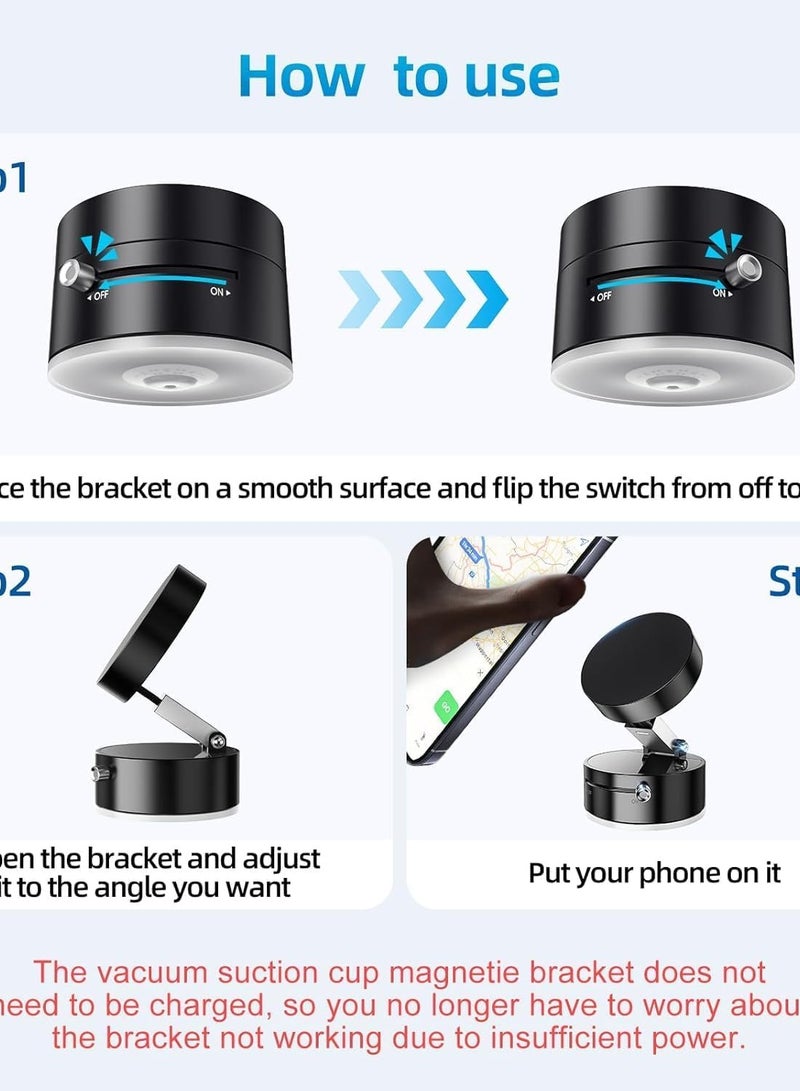 360° Rotatable Car Phone Holder, Adjustable Double Sided Magnetic Car Mount, Non-Electric Vacuum Magnetic Car Phone Holder for Car, Gym - Image 4