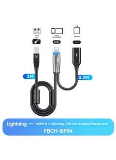 BORZQI OTG Audio Card Interface for Apple and Android BF04/2 m Lightning to MIMDB male +0.2 m Lightning female PD27W charging (gem orchid)