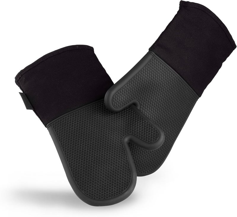 HexClad Silicone Oven Mitt Set, 2-Pack, Heat Resistant to 500ºF, Black - Image 1
