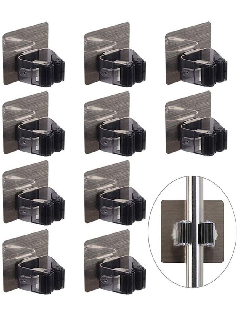 HomarKet 10-Piece Wall Mounted Mop And Broom Holder Set Black 7 x 7x5.2 centimeter  - Image 1