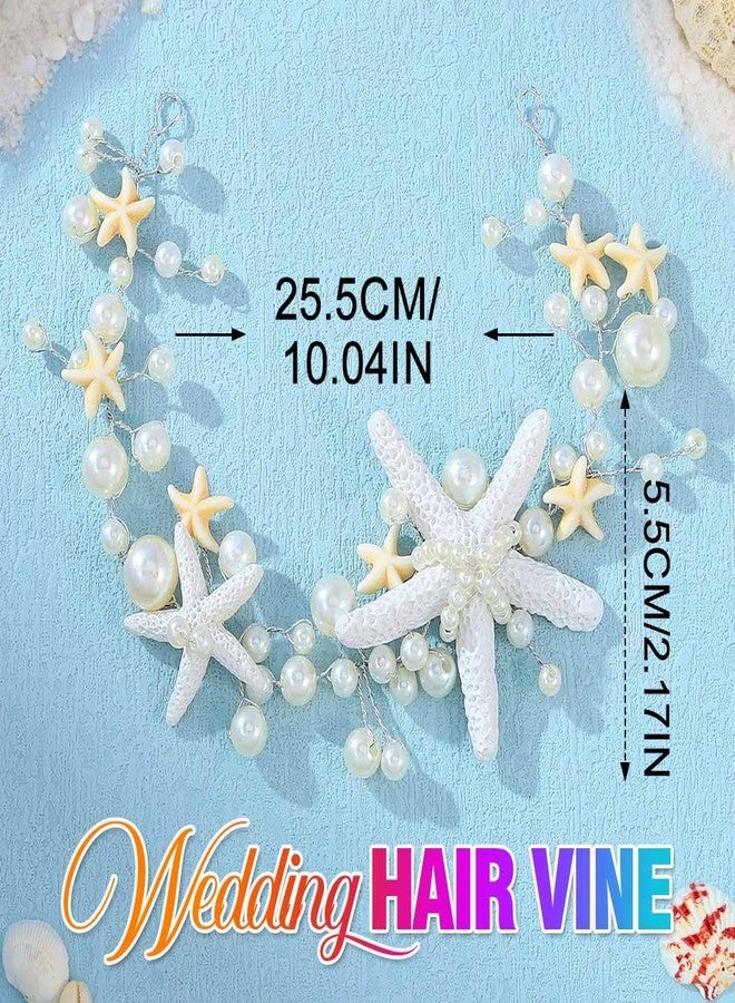 GORAIS Starfish Bride Wedding Hair Vine Silver Pearl Bridal Mermaid Headpiece Beach Hair Accessories Headband for Women and Girls - Image 2