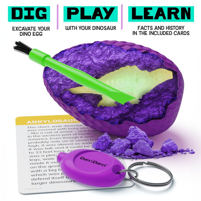 Dan&Darci Glow in The Dark Dino Eggs Dig Kit for Kids - Basket Stuffers - Dinosaur Egg Digging Toys for Boys & Girls Ages 8 Year Old Boy Toddler Gifts - Birthday Gift Ideas - Excavation Science - Image 2