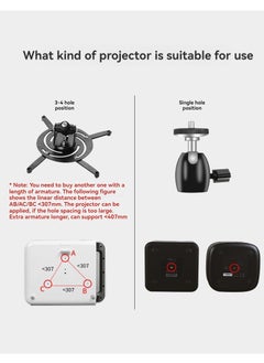 XiuWoo Wall Mounted 360° Rotation Air Rocker Arm Projector Shelf Projector Bracket Wall Hanger Hanging Lifting Bracket Projector Expansion Bracket Ceiling Wall Side Projection Home Office Projector Stand Decorative Shelves  - Image 2