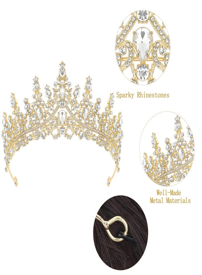 CAVETEE Princess Crown and Birthday Princess Sash,Glod Birthday Tiara With Glitter Sash for Princess Party Decorations Happy Birthday Accessories Birthday Crown and Tiara for Women Girls - Image 5