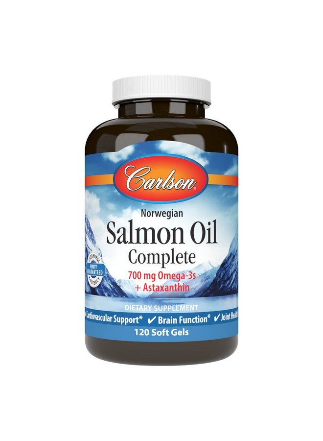 Carlson Carlson - Salmon Oil Complete, 700 mg Omega-3s + Astaxanthin, Cardiovascular Support, Brain Function & Joint Health, 120 soft gels  - Image 1