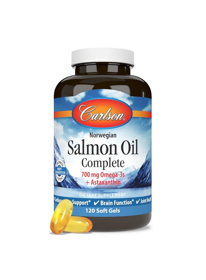 Carlson Carlson - Salmon Oil Complete, 700 mg Omega-3s + Astaxanthin, Cardiovascular Support, Brain Function & Joint Health, 120 soft gels  - Image 5