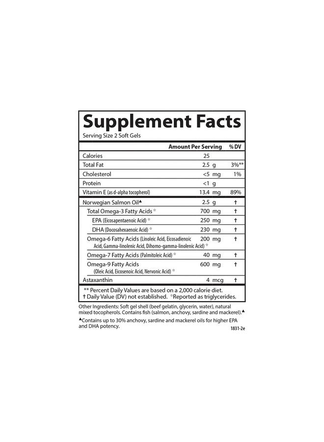 Carlson Carlson - Salmon Oil Complete, 700 mg Omega-3s + Astaxanthin, Cardiovascular Support, Brain Function & Joint Health, 120 soft gels  - Image 4