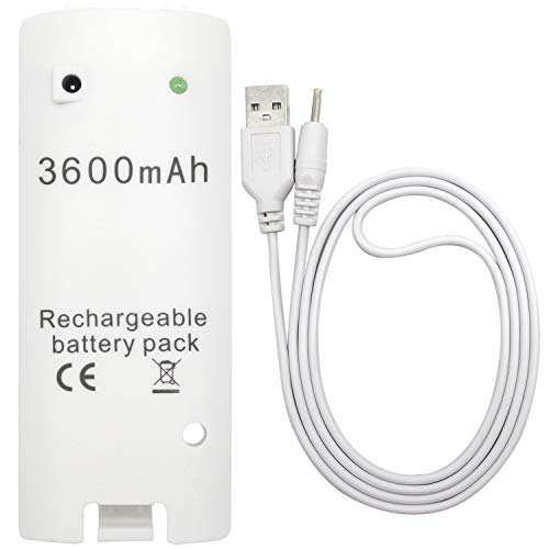 OSTENT 3600mAh Rechargeable Battery Pack Charging Cable for Nintendo Wii Remote Controller Color White - Image 1