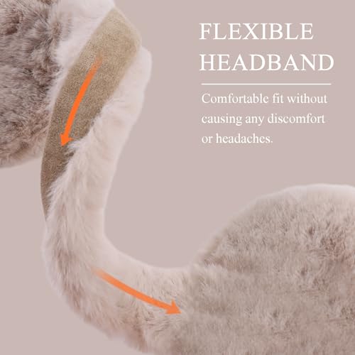 Zsedrut Winter Women Earmuff Foldable Ear Warmer Fluffy Ear Cover Warm Outdoor (Tan) - Image 3