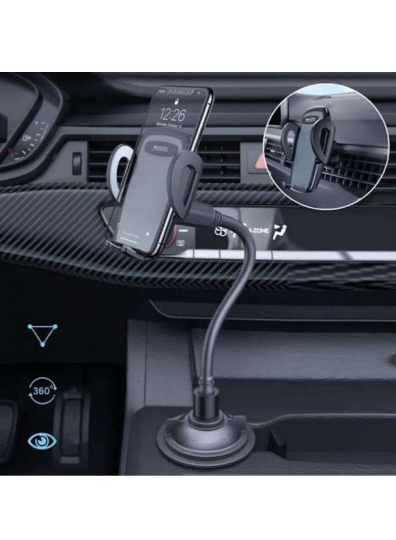 Yesido C112 Car Cup Holder Long Leg 360 ° Rotation Flexible Arm Gooseneck Car Universal Mobile Holder+Air vent Mount Holder - Image 2