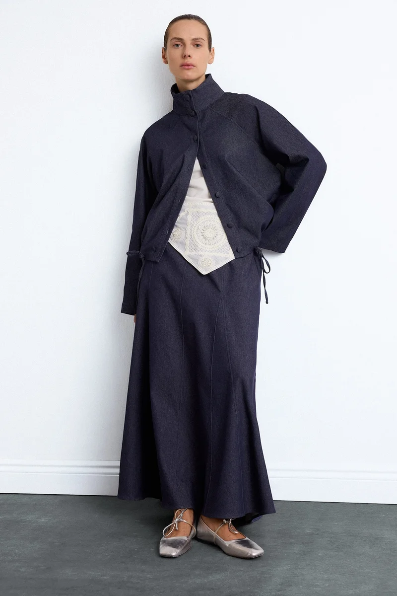 Defacto Regular Fit Denim Look Skirt