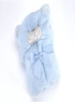 Mora spain Pompon Bear Baby Blanket, Model P86 - Color: blue - Size: 75 x 95 cm - Weight: 960 grams - Country of origin: Spain.  - Image 1
