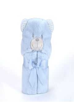 Mora spain Pompon Bear Baby Blanket, Model P86 - Color: blue - Size: 75 x 95 cm - Weight: 960 grams - Country of origin: Spain.  - Image 2