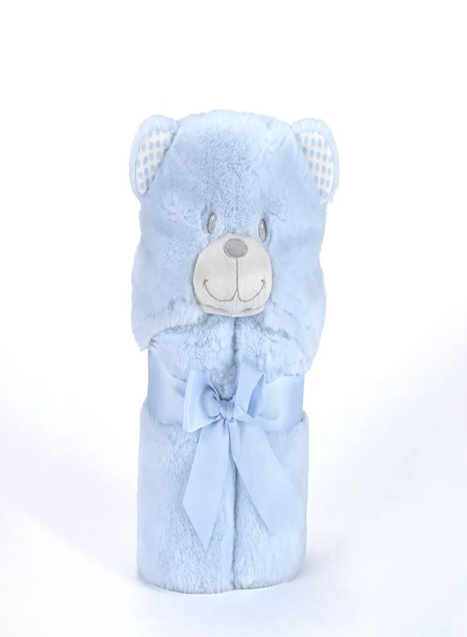 Mora spain Pompon Bear Baby Blanket, Model P86 - Color: blue - Size: 75 x 95 cm - Weight: 960 grams - Country of origin: Spain. - Image 2