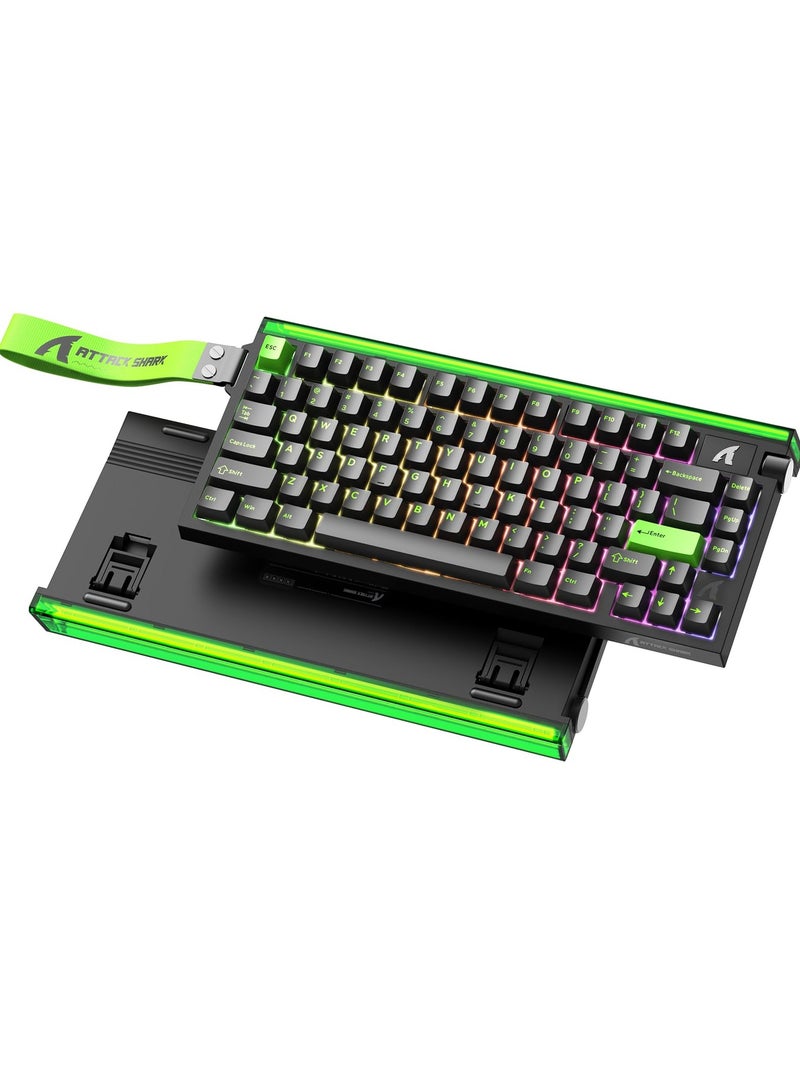 Attack Shark R85 HE Wired 75% Hall Effect Rapid Trigger Mechanical RGB Gaming Keyboard with 8K Polling,0.05mm RT Accuracy,0.08MS Latency,Magnetic Switch,5 Layer Sound Damped,Driver for PC Mac(Green) - Image 1