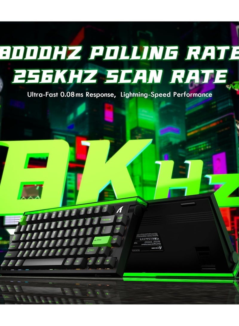 Attack Shark R85 HE Wired 75% Hall Effect Rapid Trigger Mechanical RGB Gaming Keyboard with 8K Polling,0.05mm RT Accuracy,0.08MS Latency,Magnetic Switch,5 Layer Sound Damped,Driver for PC Mac(Green) - Image 3