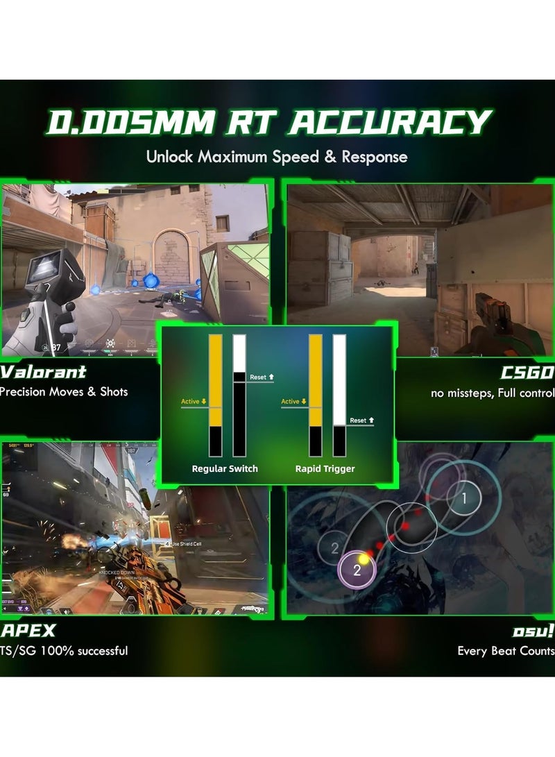 Attack Shark R85 HE Wired 75% Hall Effect Rapid Trigger Mechanical RGB Gaming Keyboard with 8K Polling,0.05mm RT Accuracy,0.08MS Latency,Magnetic Switch,5 Layer Sound Damped,Driver for PC Mac(Green) - Image 5